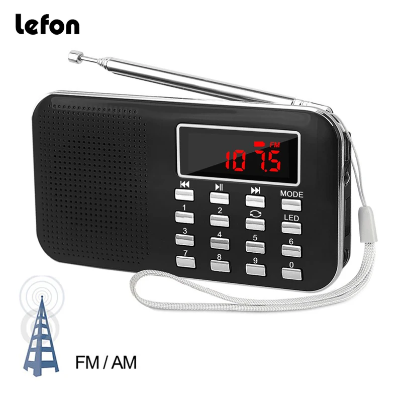 Портативный стерео радиоприемник Lefon AM FM MP3 плеер с поддержкой TF SD карт USB