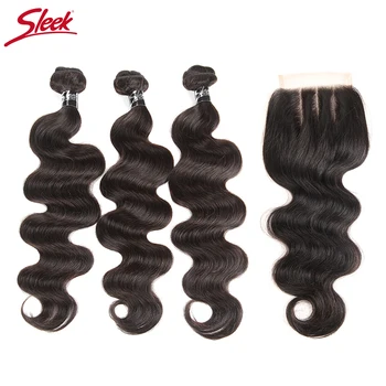 Sleek Brazilian Body Wave Human Hair 3 Bundles With Lace Closure Remy Hair Extension Natural Color Human Hair Free Shipping
Sleek Brazilian Body Wave Human Hair 3 Bundles With Lace Closure Remy Hair Extension Natural Color Human Hair Free Shipping