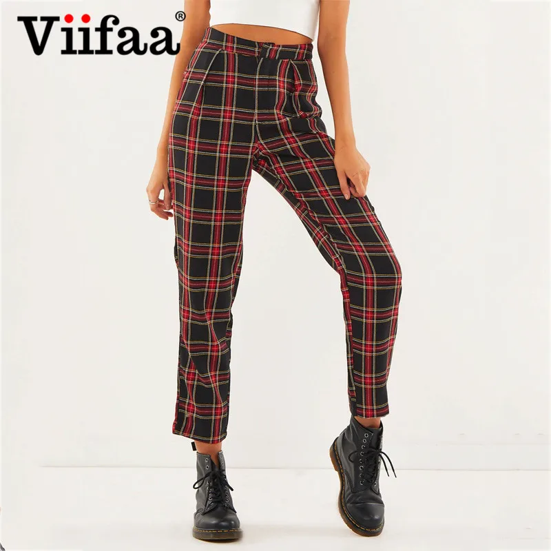 Viifaa High Waist Cotton Gingham Trousers Pants Women Casual Plaid Pants Autumn 2018 Ladies Trousers
Viifaa High Waist Cotton Gingham Trousers Pants Women Casual Plaid Pants Autumn 2018 Ladies Trousers