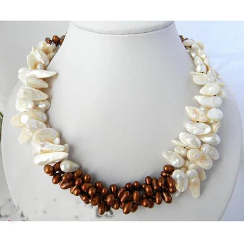 Handmade Real Pearl Jewellery,3 Rows Coffee White Color Freshwater Pearl Necklace,Magnet Clasp,New Free Shipping
Handmade Real Pearl Jewellery,3 Rows Coffee White Color Freshwater Pearl Necklace,Magnet Clasp,New Free Shipping