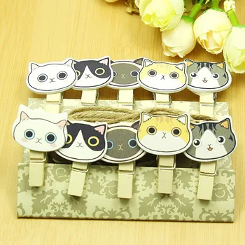 10 pcs/lot Kawaii Cartoon Cat Wooden Clip with Hemp Rope Photo paper Clothespin Craft Clips Party Decoration Clip
10 pcs/lot Kawaii Cartoon Cat Wooden Clip with Hemp Rope Photo paper Clothespin Craft Clips Party Decoration Clip