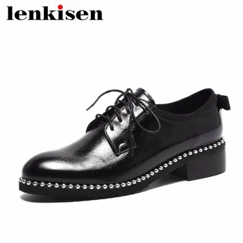 Lenkisen office lady shallow natural leather low heels lace up round toe solid beading plus size pumps women vintage shoes L03
Lenkisen office lady shallow natural leather low heels lace up round toe solid beading plus size pumps women vintage shoes L03