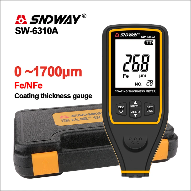 NEW SNDWAY Width Measuring Instruments Digital Thickness Gauge Paint Film Coating Thickness Gauge Tester SW-6310A
NEW SNDWAY Width Measuring Instruments Digital Thickness Gauge Paint Film Coating Thickness Gauge Tester SW-6310A