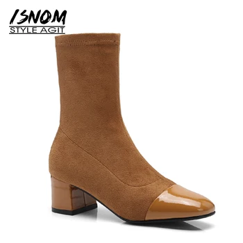 ISNOM Autumn High Heels Woman Boots Stretch Leather Sock Bootie Thick Heels Women Shoes 2018 New Winter High Neck Footwear
ISNOM Autumn High Heels Woman Boots Stretch Leather Sock Bootie Thick Heels Women Shoes 2018 New Winter High Neck Footwear