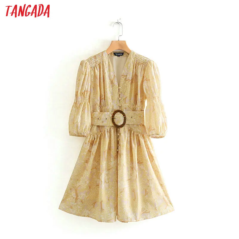 Tangada women floral printed autumn dress long sleeve V-neck slash 2019 vintage ladies yellow mini dress vestidos 2W82
Tangada women floral printed autumn dress long sleeve V-neck slash 2019 vintage ladies yellow mini dress vestidos 2W82