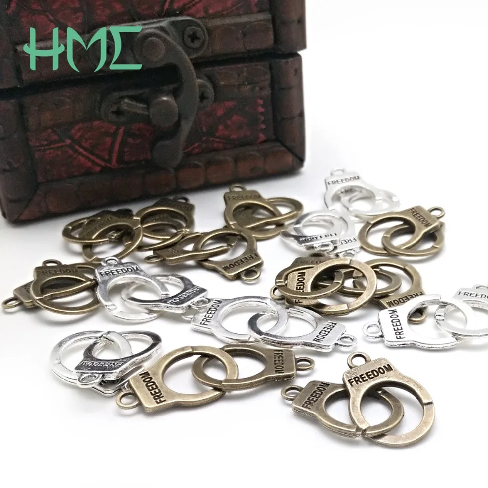 Hot Selling 10 pairs/lot Accessories Retro Zinc Alloy Freedom Handcuffs Charm Clasp For DIY Handmade Bracelet Necklace Making
Hot Selling 10 pairs/lot Accessories Retro Zinc Alloy Freedom Handcuffs Charm Clasp For DIY Handmade Bracelet Necklace Making