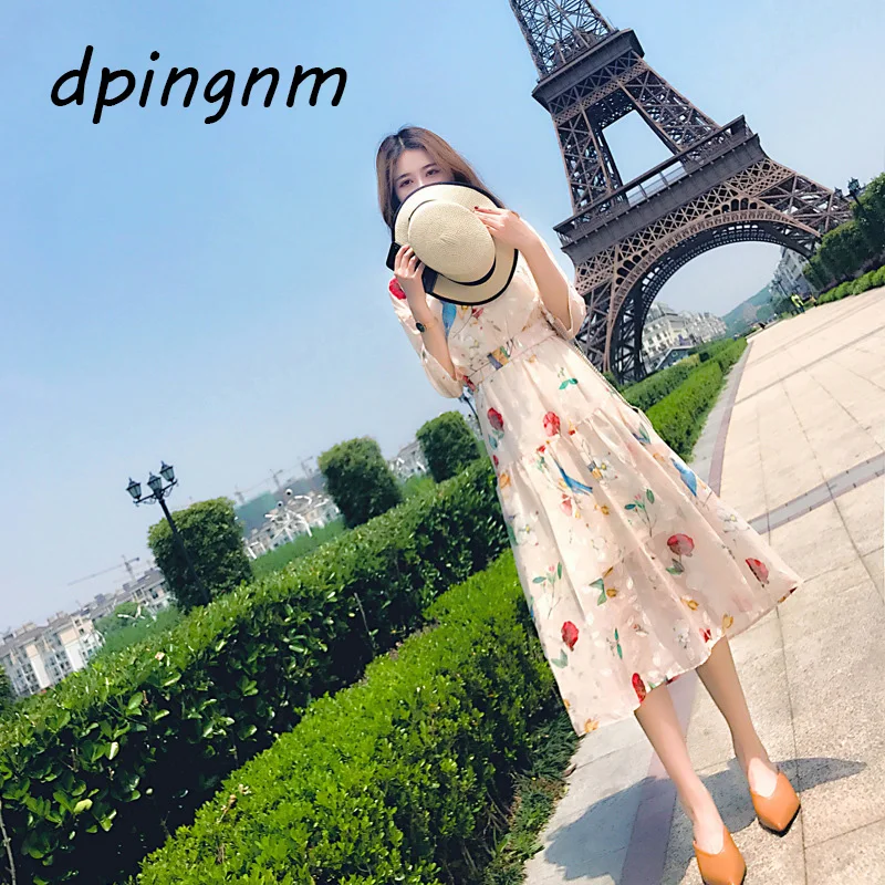 Dress summer 2018 new women's Korean version of the thin printed chiffon waist super fairy gentle wind long
Dress summer 2018 new women's Korean version of the thin printed chiffon waist super fairy gentle wind long