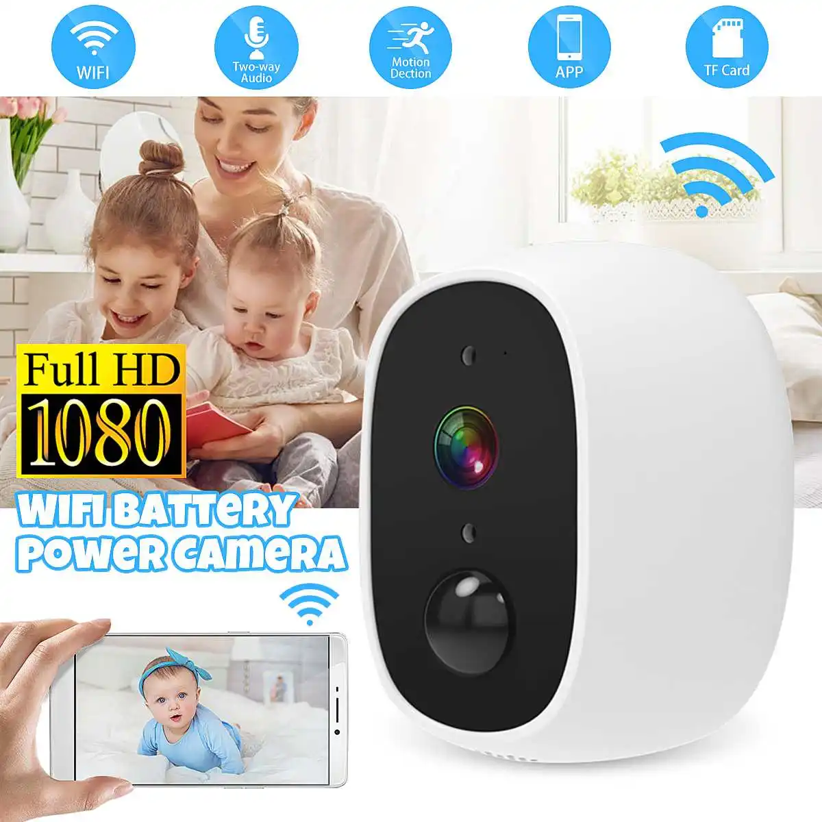 1080p HD Camera Battery 2.4G WiFi Intercom Outdoor Waterproof Wireless IP Camera Home Security H.265 2MP CCTV Camera
1080p HD Camera Battery 2.4G WiFi Intercom Outdoor Waterproof Wireless IP Camera Home Security H.265 2MP CCTV Camera