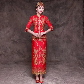 Elegant Chinese Women Wedding Dress Classic Red Embroidery Qipao Oriental Female Evening Party Gowns Traditional Cheongsam
Elegant Chinese Women Wedding Dress Classic Red Embroidery Qipao Oriental Female Evening Party Gowns Traditional Cheongsam