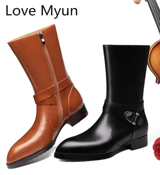 Autumn Winter Genuine Leather Men boots Fashion Trend Career Work High Boots Pointed Toe Buckle Designer Riding Equestrian Boots
Autumn Winter Genuine Leather Men boots Fashion Trend Career Work High Boots Pointed Toe Buckle Designer Riding Equestrian Boots