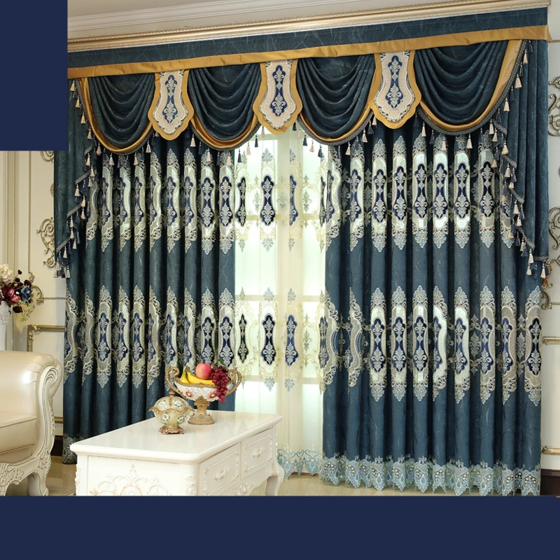 Custom curtains European hollow chenille luxury water soluble embroidered blue cloth blackout curtain tulle valance drapes N397
Custom curtains European hollow chenille luxury water soluble embroidered blue cloth blackout curtain tulle valance drapes N397