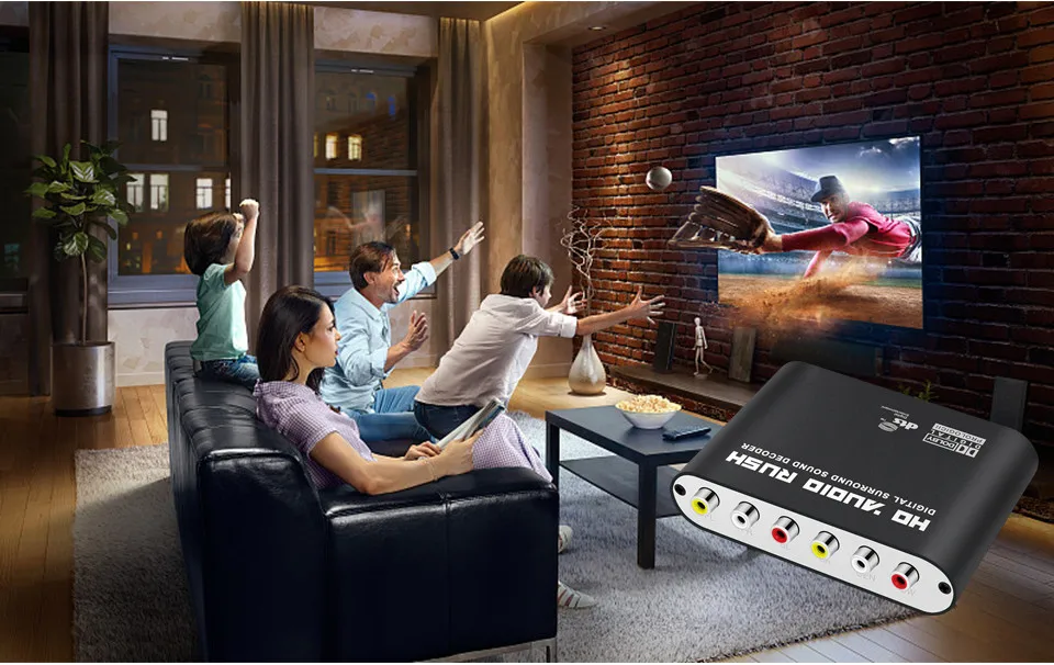 Home Theater 5.1 Audio Decoder 2.15.1 Channel Converter Surround Sound Digital to Analog 3.5mm Optical Adapter AC-3 Dolby (2)