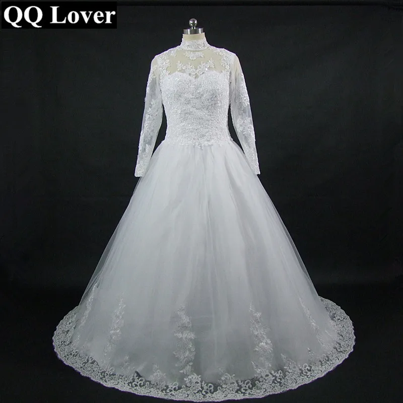 QQ Lover The Latest Stand Collar Long Sleeves Lace Plus Size Wedding Dress Custom-made Vestido De Noiva
QQ Lover The Latest Stand Collar Long Sleeves Lace Plus Size Wedding Dress Custom-made Vestido De Noiva
