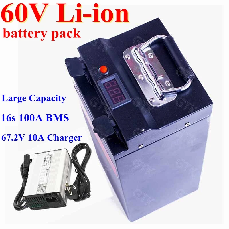 Customized 60V 70Ah 80Ah 100Ah 120Ah lithium ion li-ion 3.7V 18650 battery pack BMS 16S for electric motorbike EV RV+Charger
Customized 60V 70Ah 80Ah 100Ah 120Ah lithium ion li-ion 3.7V 18650 battery pack BMS 16S for electric motorbike EV RV+Charger