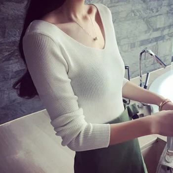 Hot Women V-neck Knitwear Long Sleeve Sweater Casual Slim Fit Tops Autumn Oufits HD88
Hot Women V-neck Knitwear Long Sleeve Sweater Casual Slim Fit Tops Autumn Oufits HD88