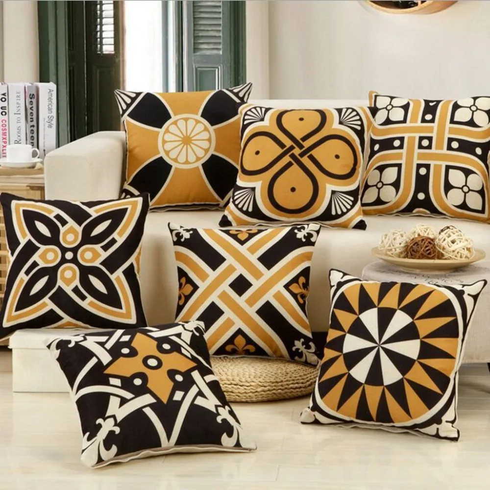 Modern Yellow Black Decorative Pillow Covers High Quality Linen Cotton Home Decor Geometric Cushion Cover Sofa Throw Pillows
Modern Yellow Black Decorative Pillow Covers High Quality Linen Cotton Home Decor Geometric Cushion Cover Sofa Throw Pillows