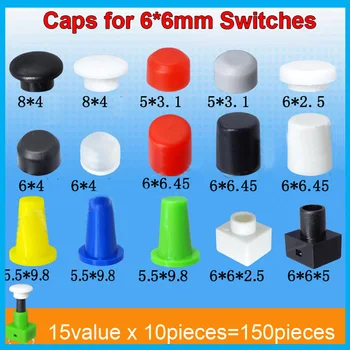 15valuesx10pcs=150pcs Tactile Push Button Switch Cap for 6*6mm Micro tact Switchs
15valuesx10pcs=150pcs Tactile Push Button Switch Cap for 6*6mm Micro tact Switchs