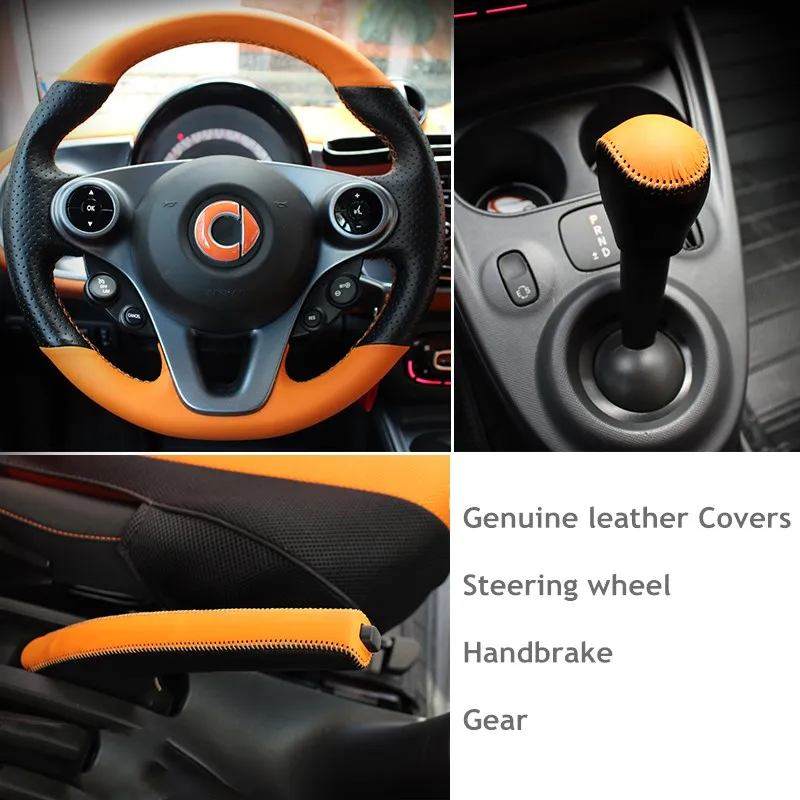 Genuine leather steering wheel & handbrake & gear covers 3pcs/set for benz smart fortwo forfour 2015 - 2017 accessories
Genuine leather steering wheel & handbrake & gear covers 3pcs/set for benz smart fortwo forfour 2015 - 2017 accessories