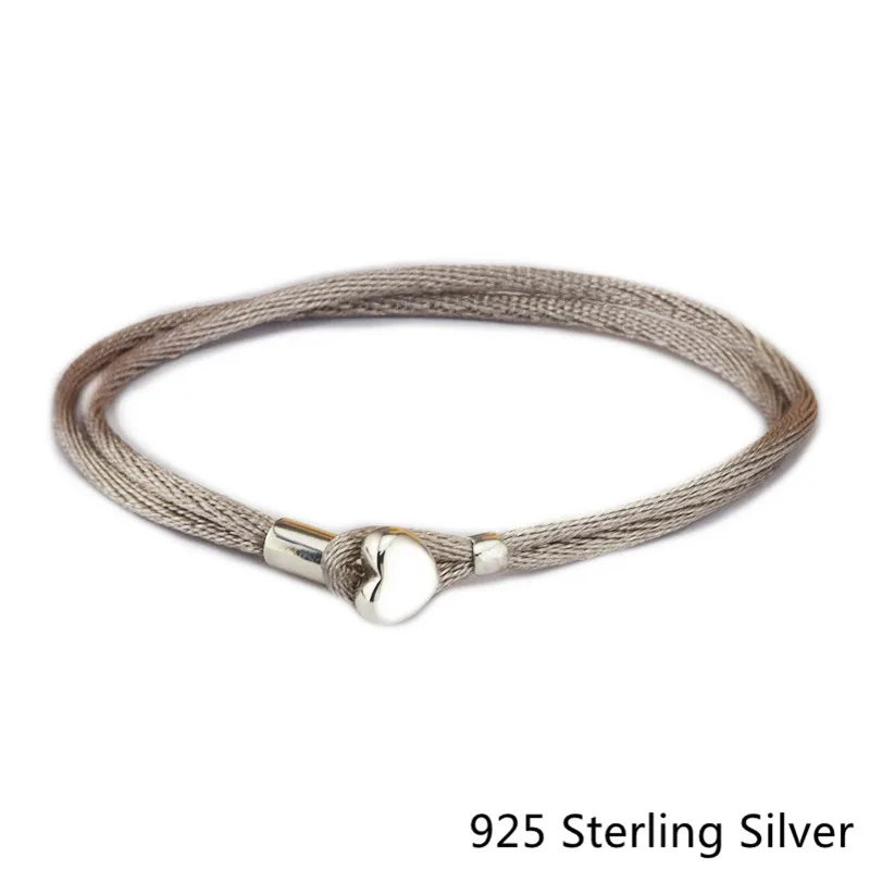 Authentic 925 Sterling Silver Grey Fabric Cord Bracelet with Heart Charm Fits For DIY Women Jewelry Bracelet
Authentic 925 Sterling Silver Grey Fabric Cord Bracelet with Heart Charm Fits For DIY Women Jewelry Bracelet