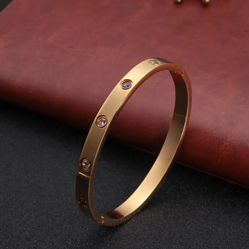 Screw Bracelets Colorful Crystal Stainless Steel Open Cuff Bracelets & Bangles Gold Color Women Men Lover Jewelry Gift
Screw Bracelets Colorful Crystal Stainless Steel Open Cuff Bracelets & Bangles Gold Color Women Men Lover Jewelry Gift