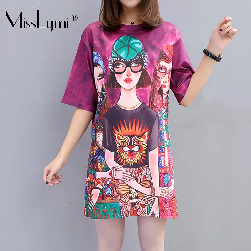 M-XXL Big Size Women Mini Dress Summer 2019 Bohemia Three Cartoon Girls Print Short Sleeve Loose Beach Casual T shirt Dresses
M-XXL Big Size Women Mini Dress Summer 2019 Bohemia Three Cartoon Girls Print Short Sleeve Loose Beach Casual T shirt Dresses