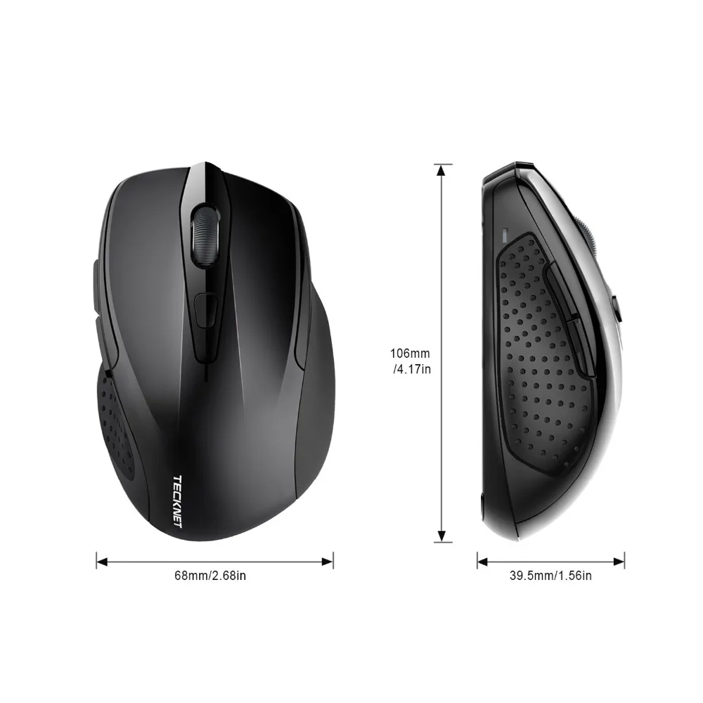 TeckNet Pro 2.4GHz Wireless Mouse Nano Receiver Ergonomic Mice 6 Buttons 2400DPI 5 Adjustment Levels for Computer Laptop Desktop 16