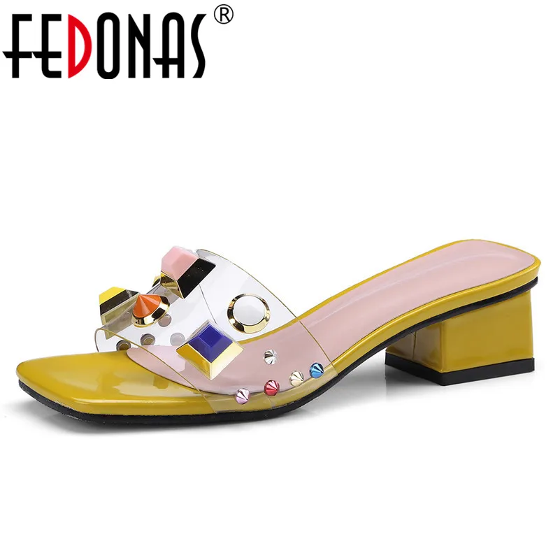 FEDONAS Women Sandals Transparent High Heel Pumps Stilettos Comfort Wedding Dress Shoes Woman Summer Colorful Rivets Slippers
FEDONAS Women Sandals Transparent High Heel Pumps Stilettos Comfort Wedding Dress Shoes Woman Summer Colorful Rivets Slippers