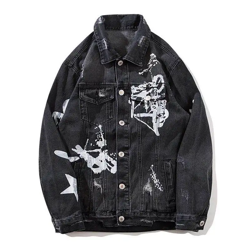 Mcikkny Men's Hip Hop Denim Jackets Black Painted Ripped Jeans Jackets For Male Outwear Coats High Streetwear
Mcikkny Men's Hip Hop Denim Jackets Black Painted Ripped Jeans Jackets For Male Outwear Coats High Streetwear