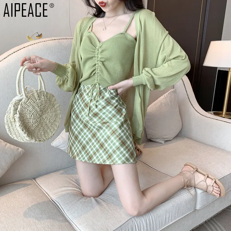 AIPEACE 3 Pcs Women's Suits Slim sexy Wear Women Fashion casual cardigan Condole belt With skirt Suits Female Street clothes
AIPEACE 3 Pcs Women's Suits Slim sexy Wear Women Fashion casual cardigan Condole belt With skirt Suits Female Street clothes