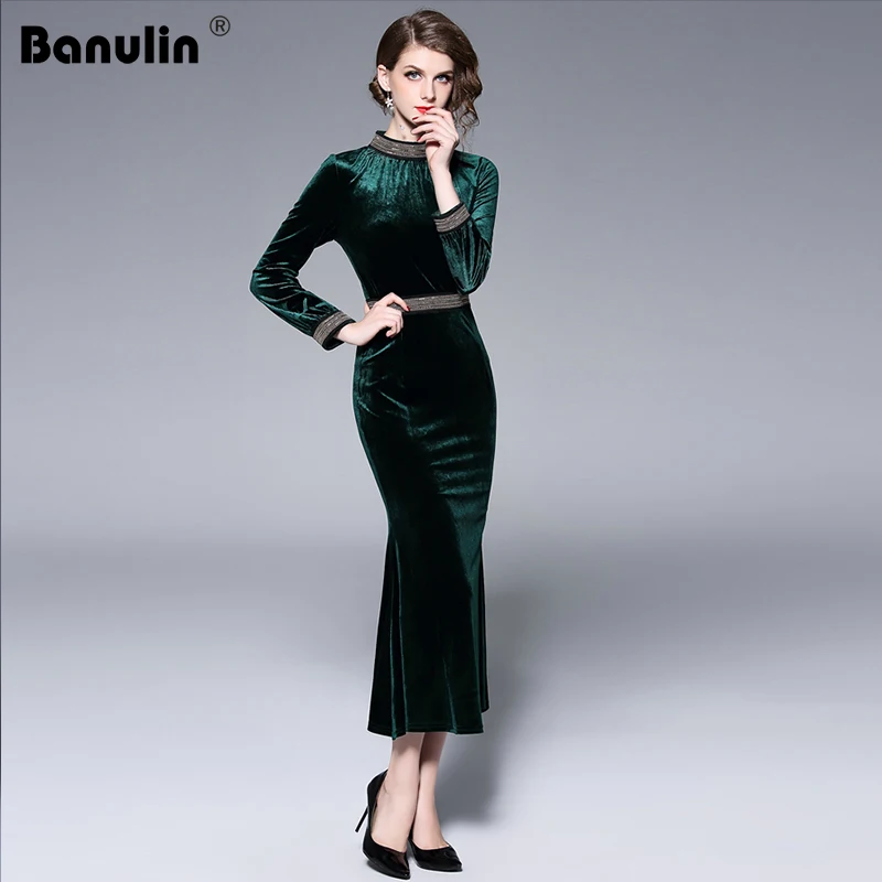 Banulin Autumn Winter Dresses Women Long Sleeve Vintage Velvet Dress Runway Evening Party Dresses Bodycon Robe Femme Vestidos
Banulin Autumn Winter Dresses Women Long Sleeve Vintage Velvet Dress Runway Evening Party Dresses Bodycon Robe Femme Vestidos