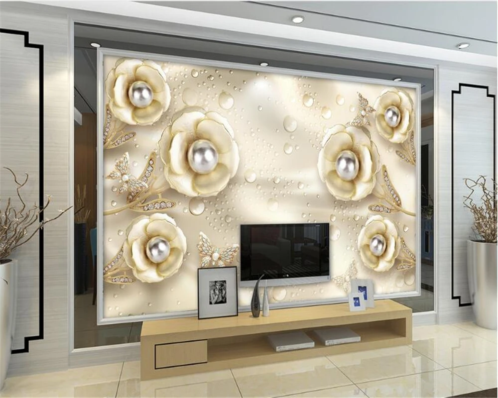 

Beibehang Custom 3D wallpaper living room bedroom murals Jane European jewelry roses three-dimensional relief TV mural photo