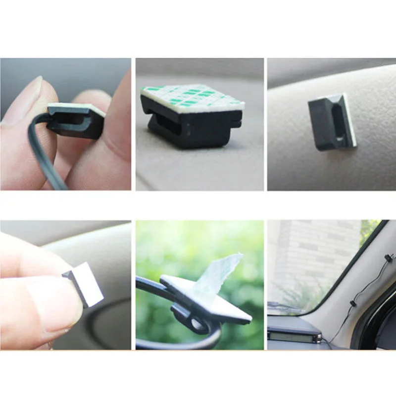 New Arrival 50pcs Car Drop Adhesive Cable Cord Holder Wire Clamp Management Clips 1.2 x 0.5cm Mayitr