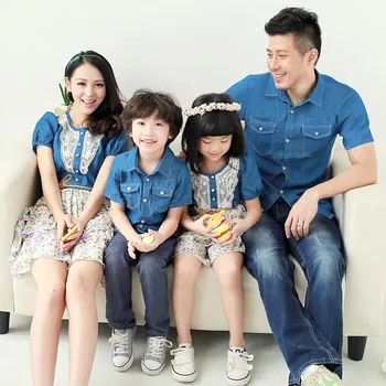 Family Matching Clothes Summer Father and Son denim shirt Mother Daughter chiffon dress Family Look Family Clothes
Family Matching Clothes Summer Father and Son denim shirt Mother Daughter chiffon dress Family Look Family Clothes