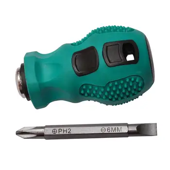 Dual-purpose Screwdrivers Slotted Cross Stubby 2 in1 Screwdriver Magnetic Short Repair Hand Tools
