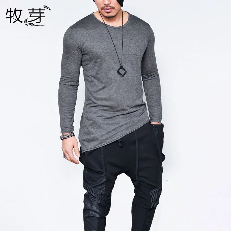 Men simple solid long sleeve t shirt oblique Asymmetrical longline hem t-shirt black tshirt men
Men simple solid long sleeve t shirt oblique Asymmetrical longline hem t-shirt black tshirt men