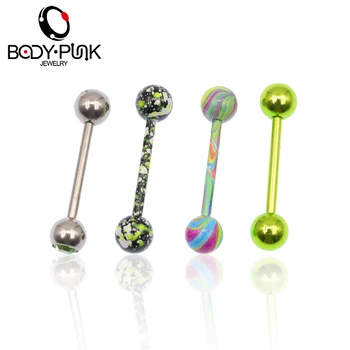 BODY PUNK Hot Selling 1 Set Tongue Ring Tongue Bar Stainless Steel Body Piercing Punk Style Jewelry 4 Color TB 004
BODY PUNK Hot Selling 1 Set Tongue Ring Tongue Bar Stainless Steel Body Piercing Punk Style Jewelry 4 Color TB 004