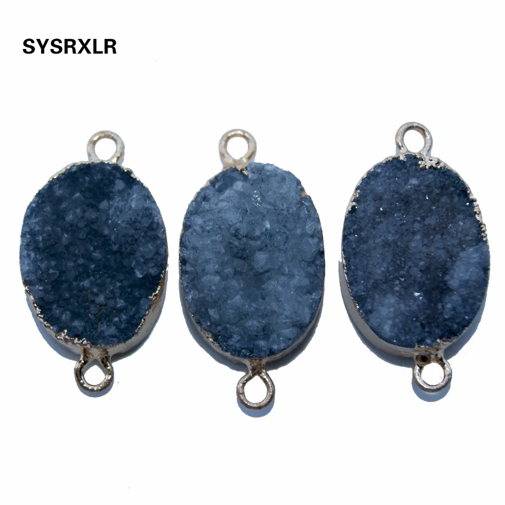 Wholesale Gray Natural Druse Crystal Stone Pendant Elliptic 2 Circle Irregular Geode DIY Necklace For Jewelry Making 18*25 MM
Wholesale Gray Natural Druse Crystal Stone Pendant Elliptic 2 Circle Irregular Geode DIY Necklace For Jewelry Making 18*25 MM