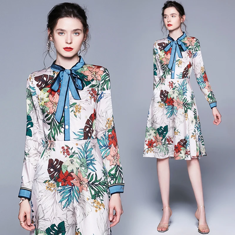 2019 New Runway Dress Women's bow tie up Casual Floral Print Beach Dress flora print
2019 New Runway Dress Women's bow tie up Casual Floral Print Beach Dress flora print