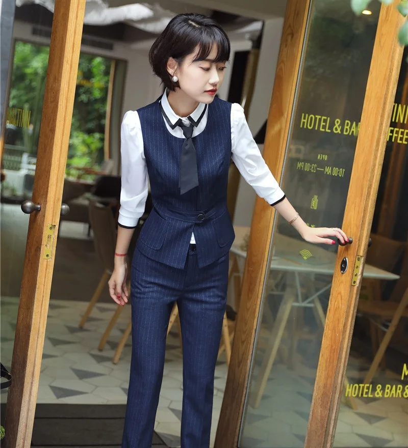 Fashion Ladies Blue Vest & Waistcoat Women Work Wear Suits Two Piece Pant and Top Sets Office Uniform Styles
Fashion Ladies Blue Vest & Waistcoat Women Work Wear Suits Two Piece Pant and Top Sets Office Uniform Styles