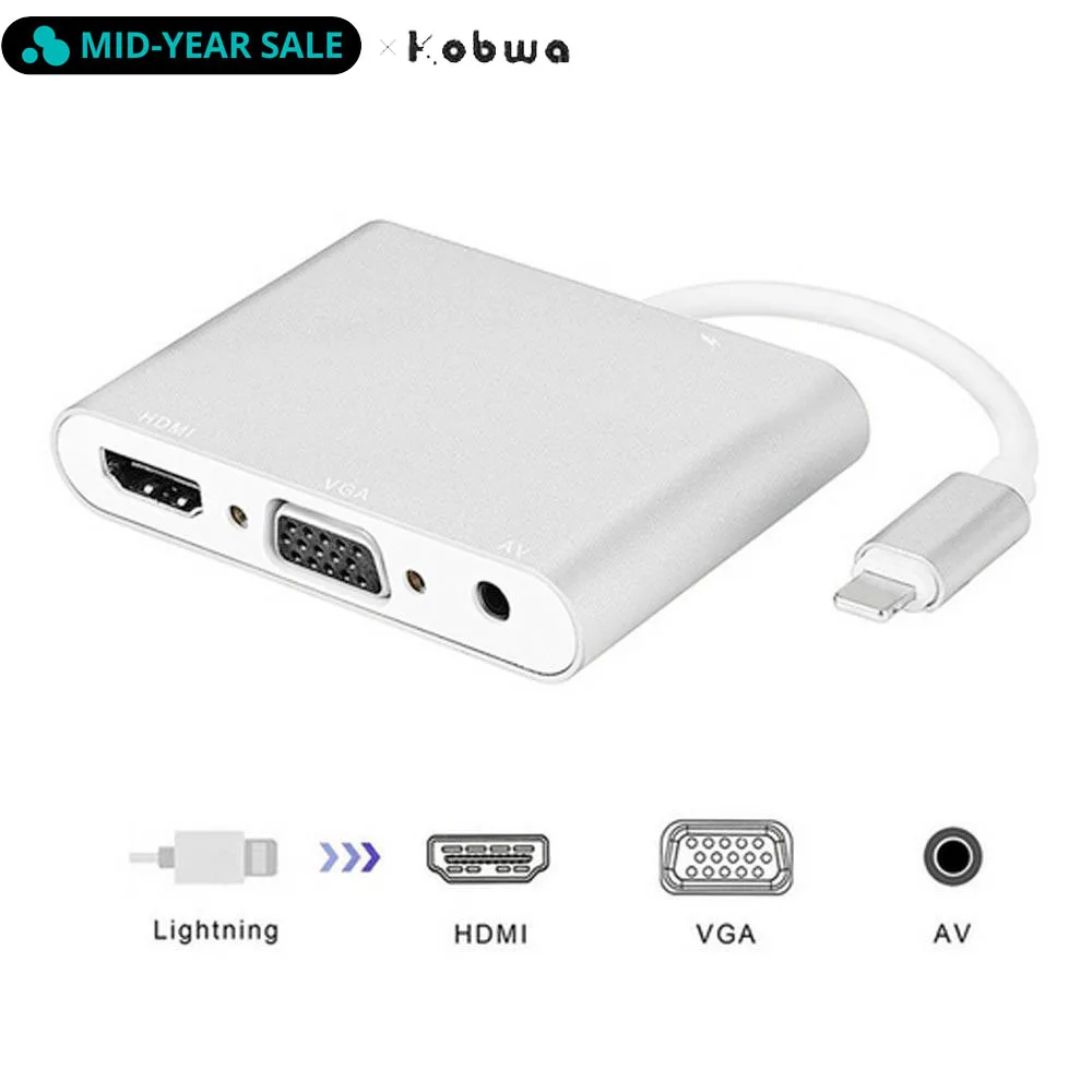 Lighting to HDMI VGA AV Adapter 4 in 1 Plug and Play Digtal AV Adapter for iPhone X / 8 / 8Plus/7/7Plus/6/6s/6s Plus/5/5s iPad
Lighting to HDMI VGA AV Adapter 4 in 1 Plug and Play Digtal AV Adapter for iPhone X / 8 / 8Plus/7/7Plus/6/6s/6s Plus/5/5s iPad