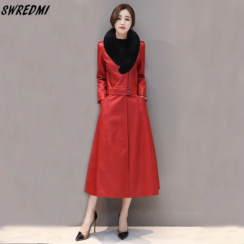 SWREDMI Real Fur Collar Leather Coat Women Autumn And Winter Thickening Warm Clothing Outerwear X-Long Autumn Leather Jackets
SWREDMI Real Fur Collar Leather Coat Women Autumn And Winter Thickening Warm Clothing Outerwear X-Long Autumn Leather Jackets