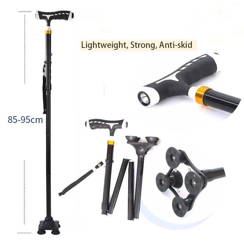 Folding LED Safety Walking Aluminum Alloy Folding Cane With Lamp Old people's Crutches Telescopic Anti-skid Four-legged Crutches
Folding LED Safety Walking Aluminum Alloy Folding Cane With Lamp Old people's Crutches Telescopic Anti-skid Four-legged Crutches