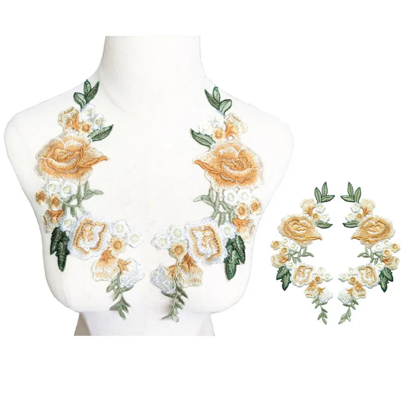 2PCS 27CM Embroidered Sew On Patches Roses Flowers Peony Yellow Wedding Appliques Lace Trims For Bride Evening Dress DIY
2PCS 27CM Embroidered Sew On Patches Roses Flowers Peony Yellow Wedding Appliques Lace Trims For Bride Evening Dress DIY