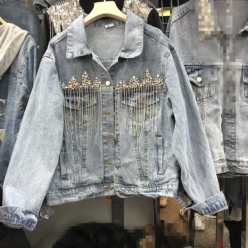 2019 Spring New Heavy Industry Diamond Chain Cowboy Coat Female Loose Denim Jacket Outwear Harajuku Womens Jean Jackets Coats
2019 Spring New Heavy Industry Diamond Chain Cowboy Coat Female Loose Denim Jacket Outwear Harajuku Womens Jean Jackets Coats