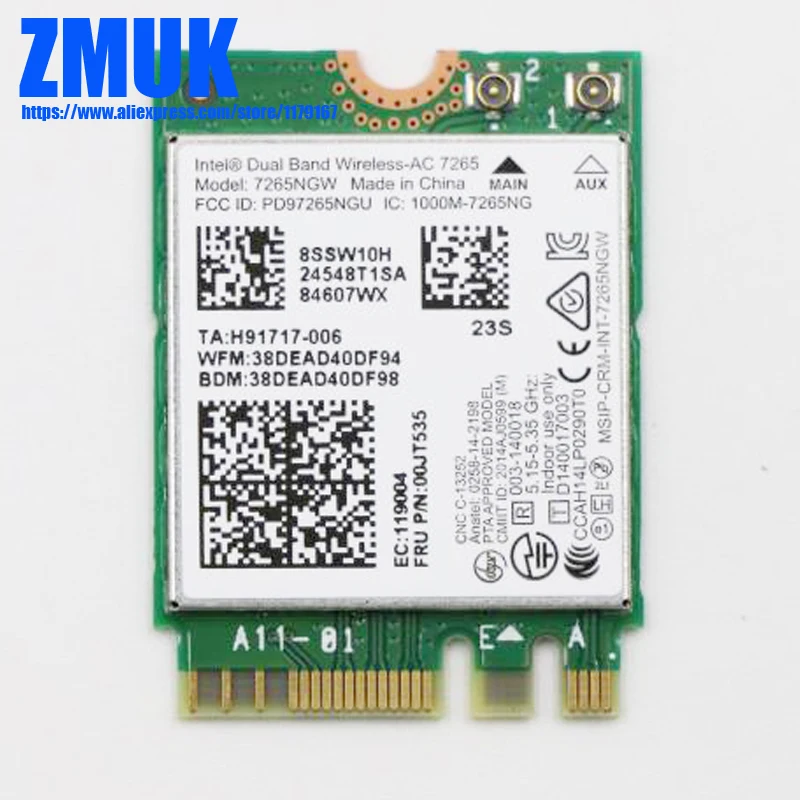 Int Dual Band Wireless-AC 7265NGW WiFi для Lenovo N42-20 N23 Yoga 11e 4th Gen Series,FRU 00JT535 SW10H24548
Int Dual Band Wireless-AC 7265NGW WiFi для Lenovo N42-20 N23 Yoga 11e 4th Gen Series,FRU 00JT535 SW10H24548