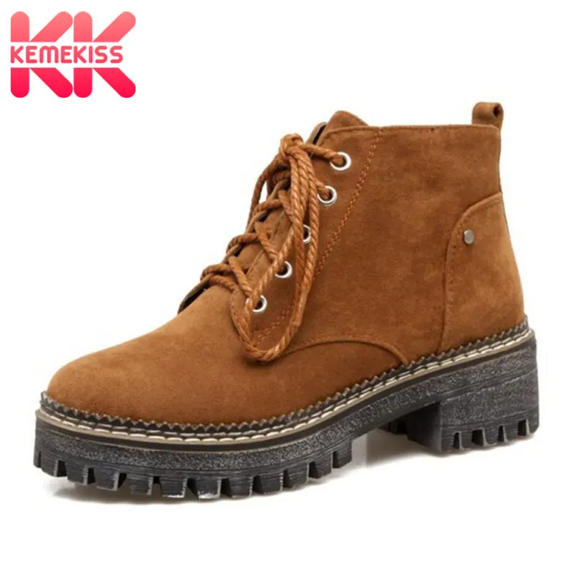 KemeKiss Size 33-43 Women Ankle Boots Zipper Side Thick Square Lace Up Platform Botas Women Shoes Thick Fur Ladies Footwear
KemeKiss Size 33-43 Women Ankle Boots Zipper Side Thick Square Lace Up Platform Botas Women Shoes Thick Fur Ladies Footwear