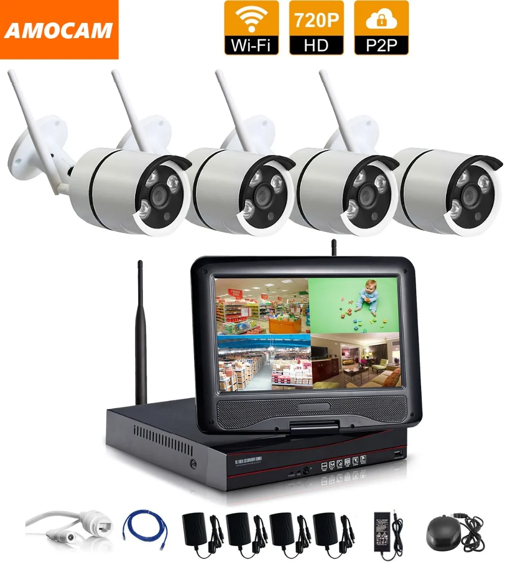 1280*720P HD беспроводная наружная сеть/ip-камера безопасности 4CH 720P WIFI NVR Беспроводная