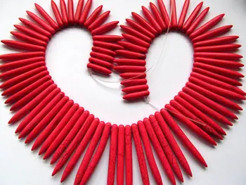 wholesale turquoise gemstone sharp spikes bar fuchisa rose red mixed jewelry necklace 20-50mm--2strands 
wholesale turquoise gemstone sharp spikes bar fuchisa rose red mixed jewelry necklace 20-50mm--2strands