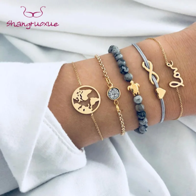 5pcs/set Bohemian Map Turtle Bracelet Heart Bracelets Bangle Set for Women Gold Chain Bracelet High Quality Fashion Jewelry
5pcs/set Bohemian Map Turtle Bracelet Heart Bracelets Bangle Set for Women Gold Chain Bracelet High Quality Fashion Jewelry