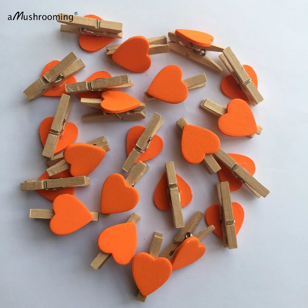 25 Pieces Orange Wedding Decoration Mini Wooden Heart on Clips Clothespins for Rustic Chic Wedding 3cm
25 Pieces Orange Wedding Decoration Mini Wooden Heart on Clips Clothespins for Rustic Chic Wedding 3cm
